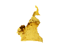 Cameroon Map Golden metal Color Height map 3d illustration png