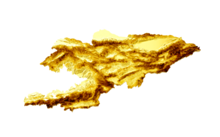 Kyrgyzstan Map Golden metal Color Height map 3d illustration png