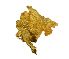 Montenegro Map Golden metal Color Height map 3d illustration png