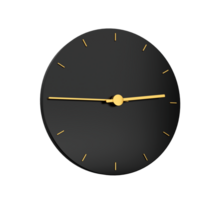 Premium Gold Clock icon isolated quarter to three on black icon. Two forty five o'clock Time icon 3d illustration png