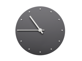 Simple clock gray ten forty five o'clock or quarter to Eleven Modern Minimal Clock. 3D illustration png