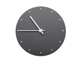 einfach Uhr grau zehn vierzig fünf Uhr oder Quartal zu elf modern minimal Uhr. 3d Illustration png