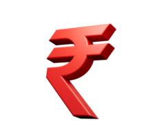 rot indisch Rupie Währung Symbol isoliert. inr 3d Rendern png
