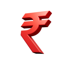 rood Indisch roepie valuta icoon geïsoleerd. inr 3d renderen png