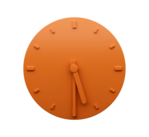 mínimo naranja reloj medio pasado cinco en punto resumen minimalista pared reloj 3d ilustración png