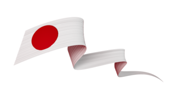 Japan Flag Waving ribbon or banner . independence day 3d illustration png