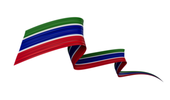 Waving ribbon or banner with flag of Gambia. independence day 3d illustration png