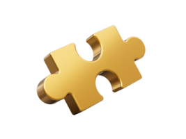 oro puzzle simbolo . 3d illustrazione png