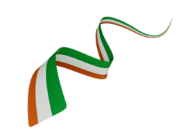 Waving ribbon or banner with flag of Ireland. Template for independence 3d illustration png