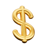 3d Golden Shiny United States Dollar Currency Icon , 3d illustration png