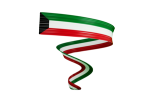 3d Flag Of Kuwait Country Shiny Wavy 3d Flag Ribbon 3d illustration png