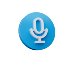 Microphone symbol blue icon 3d illustration png