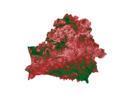 mapa da bielorrússia com as cores da bandeira ilustração 3d do mapa de relevo sombreado vermelho e verde png