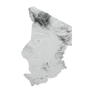 Chad Map Shaded relief Color Height map 3d illustration png