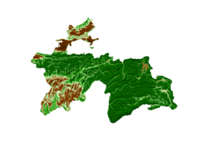le tadjikistan topographique carte 3d réaliste carte Couleur 3d illustration png