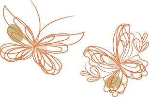 Butterfly outline with linear flat details collection vector