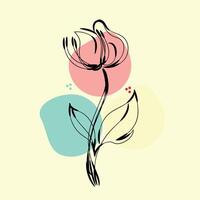 Flat design simple flower outline vector