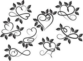 Hand drawn hearts border and frame design vector