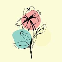 Flat design simple flower outline vector