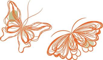 Butterfly outline with linear flat details collection vector