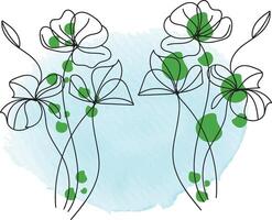 Flat design simple flower outline vector