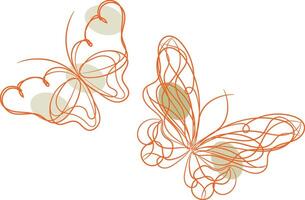 Butterfly outline with linear flat details collection vector