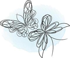 Butterfly outline with linear flat details collection vector