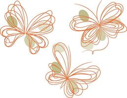 Butterfly outline with linear flat details collection vector