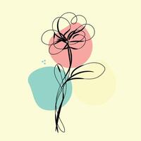 Flat design simple flower outline vector