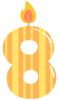 Kids hand drawn cute party candle number 8 png