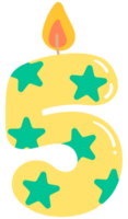 Kids hand drawn cute party candle number 5 png