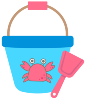 cute sweet hand drawn colorful toys for kid illustration beach sand bucket and shovel png