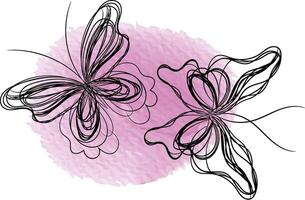 Butterfly outline with linear flat details collection vector