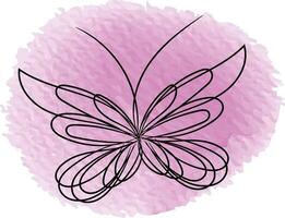 Butterfly outline with linear flat details collection vector