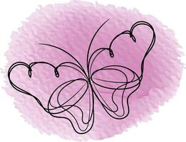 Butterfly outline with linear flat details collection vector