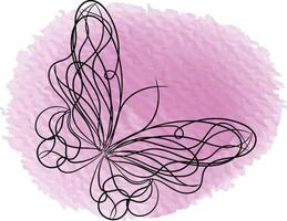 Butterfly outline with linear flat details collection vector