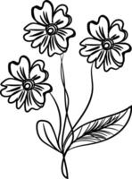 Hand drawn simple flower outline vector