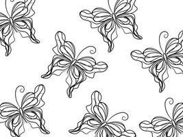 Hand drawn butterfly outline background vector