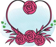 Hand drawn hearts border and frame design vector