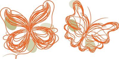 Butterfly outline with linear flat details collection vector