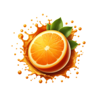 Orange with splashes isolated on a transparent background png