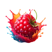 Raspberry and juice splash isolated on a transparent background png