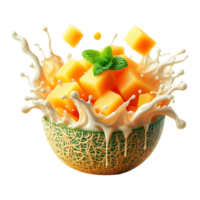 Honeydew melon splash isolated on a transparent background png