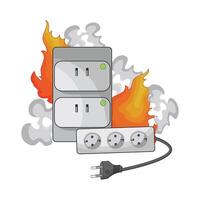 illustration of electrical socket fire vector