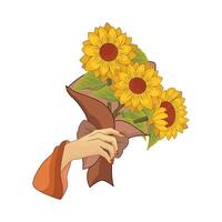 ilustración de girasol ramo de flores vector