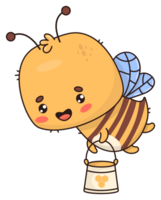 Sticker bee with bucket honey png