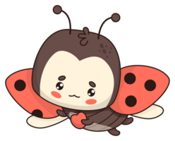 Flying cute ladybug sticker png