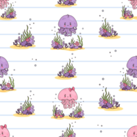 Seamless pattern with jellyfish png