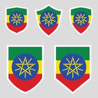 Set of Ethiopia Flag in Shield Shape Frame vector