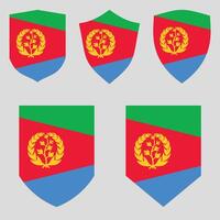 Set of Eritrea Flag in Shield Shape Frame vector